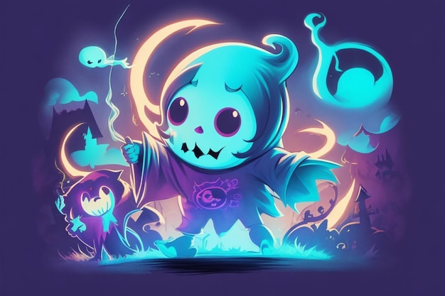 Spooktaculaire schattigheid Kinderachtige geesten in Halloween-scène