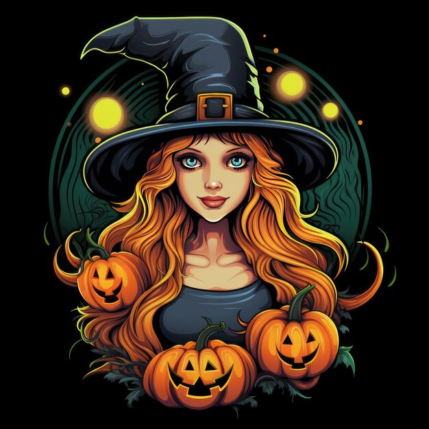 Spooktacular Cartoon Witch Trick or Treating with a Plastic Pumpkin Eyecatching TShirt Graphic De