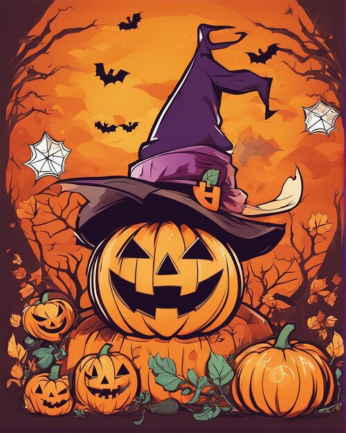 Premium AI Image  Spooktacular Pumpkin A Creepy Cute And Fun Halloween Celebration Vector 