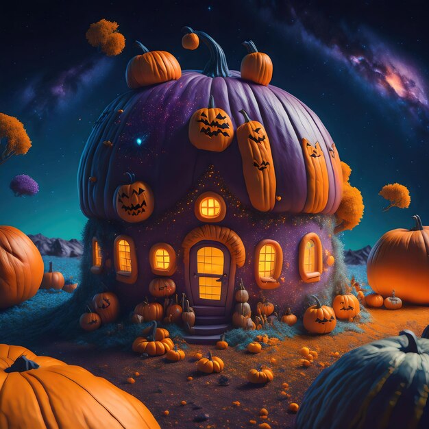 Premium Photo  Spooktacular Pumpkin A Creepy Cute and Fun Halloween Celebration Vector Design