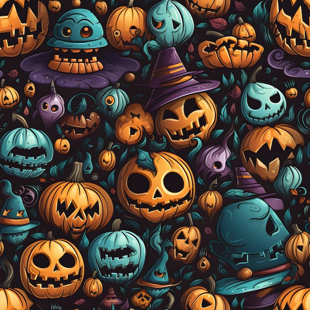 Spooktacular Pumpkin Parade Colorful Halloween Vector Background