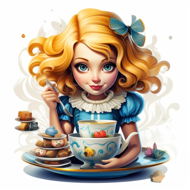 Whimsical Tea Set with Alice in Wonderland