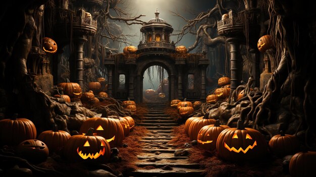 Photo a spooky and atmospheric halloween illustration