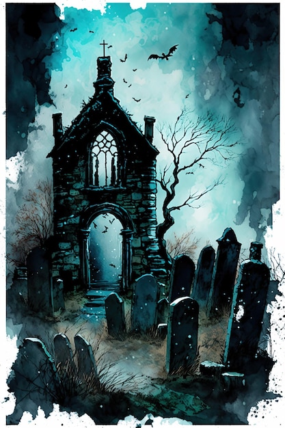 Spooky begraafplaats poort illustraties