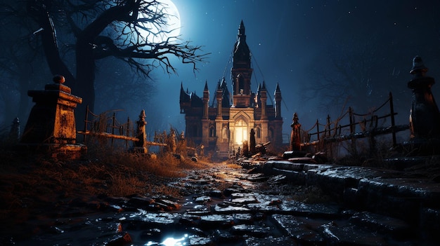 spooky castle HD wallpaper photographic image