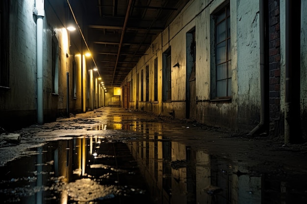 Photo spooky corridor in an abandoned factory