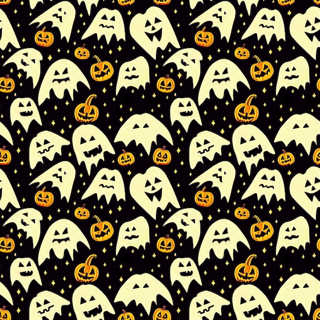 Spooky and cute halloween wallpaper pattern for wrapping paper and backgrounds