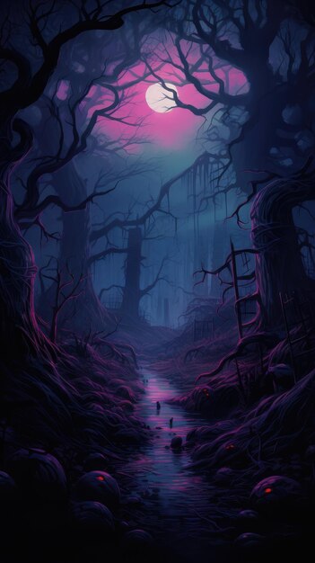 spooky forest commemorating Halloween