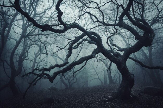 Spooky forest mystery dark tree branch fantasy