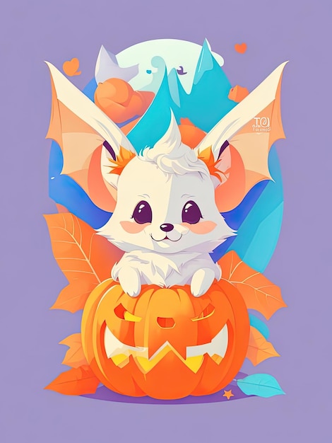 Spooky fusion bat halloween and pumpkin logo for tshirt