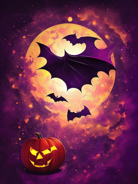 Spooky Fusion Bat Halloween and Pumpkin Logo for TShirt