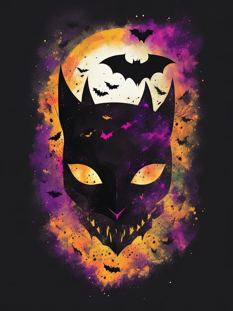 Логотип Spooky Fusion Bat Halloween и тыквы на футболке