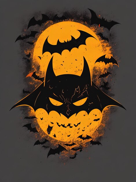 Spooky Fusion Bat Halloween and Pumpkin Logo for TShirt