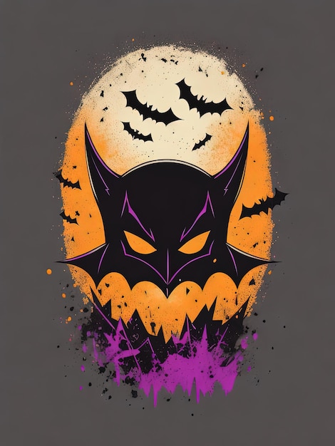 Spooky Fusion Bat Halloween and Pumpkin Logo for TShirt
