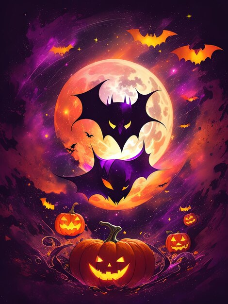 Spooky Fusion Bat Halloween and Pumpkin Logo for TShirt