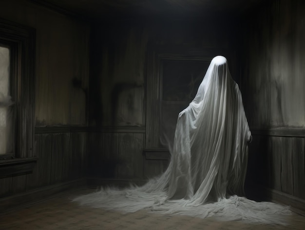 Premium AI Image | Spooky Ghost floating in a house scary vibes