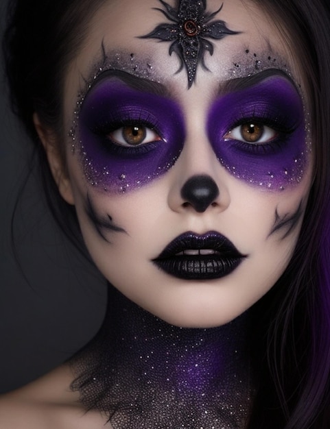 Photo a spooky yet glamorous halloween makeup look featuring a bold and dramatic eye design