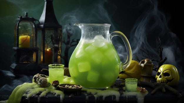 Spooky groene drank met kopieerruimte voor Halloween Day achtergrond