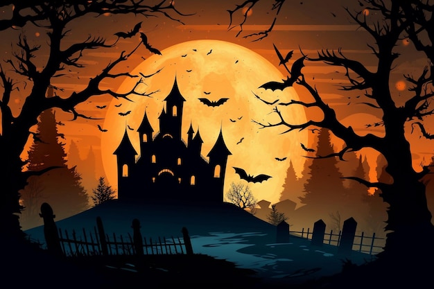 Spooky halloween achtergrond met vleermuizen