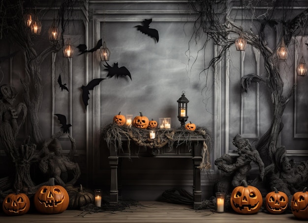 Spooky Halloween Backdrop A hauntingly atmospheric background that sets the eerie tone for a spinetingling Halloween celebration Generative Ai