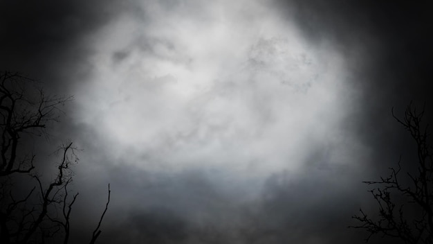 Spooky Halloween background, dark horror background. Gray smoke.