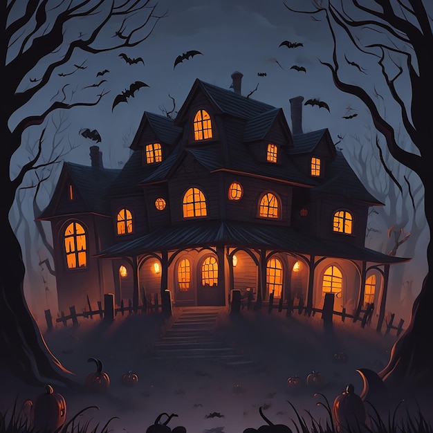 Spooky halloween background illustration generated by AI