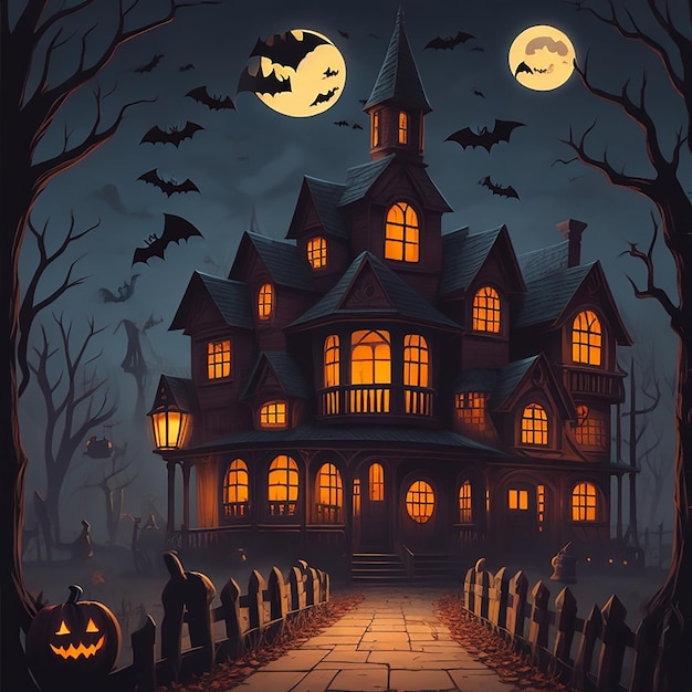 Spooky halloween background illustration generated by AI