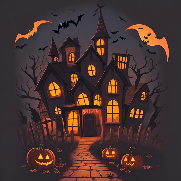 Spooky halloween background illustration generated by AI