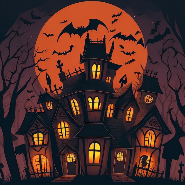 Spooky halloween background illustration generated by AI