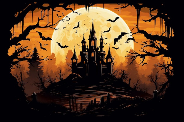 spooky halloween background with bats