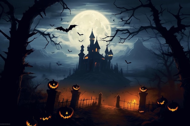 spooky halloween background with bats