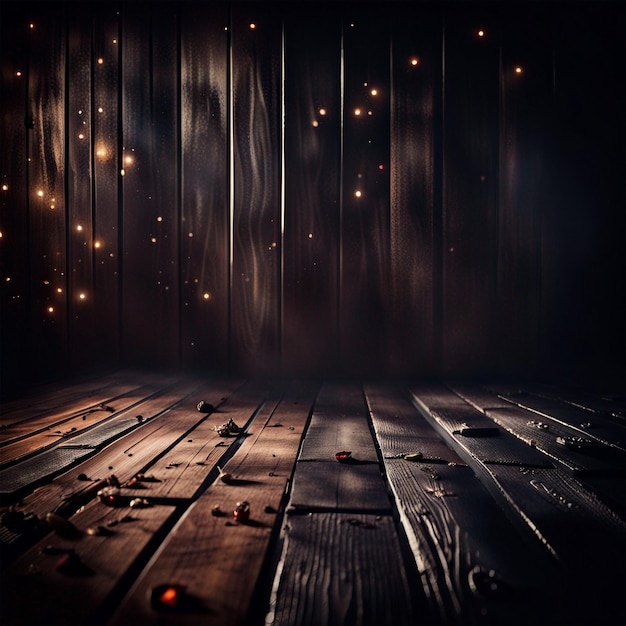 Spooky halloween background with empty wooden planks dark horror background