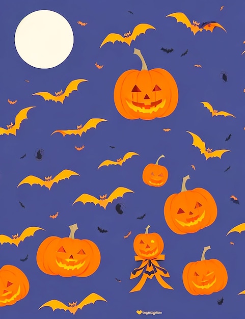 spooky halloween background with tree and pumpkins generate by AI