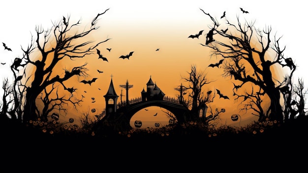 Spooky halloween border clipart Ai gegenereerd hoge resolutie halloween illustratie op witte achtergrond