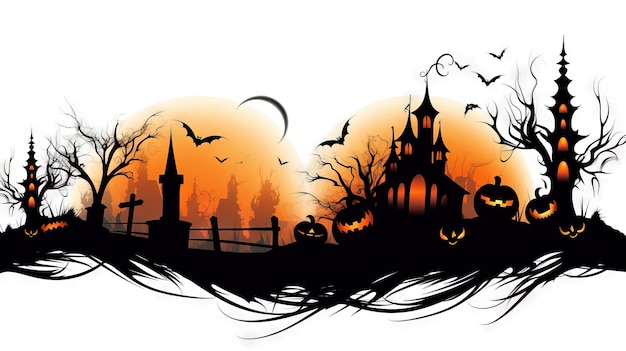 Spooky halloween border clipart Ai gegenereerd hoge resolutie halloween illustratie op witte achtergrond