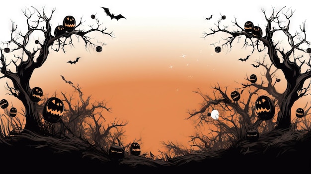 Spooky halloween border clipart Ai gegenereerd hoge resolutie halloween illustratie op witte achtergrond