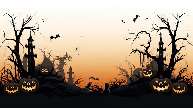 Foto clip border di halloween spaventoso ai ha generato un'illustrazione di halloween ad alta risoluzione su sfondo bianco