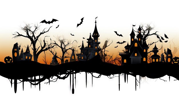 Spooky halloween border clipart Ai generated high resolution Halloween illustration on white background