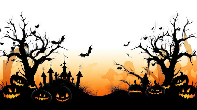 Spooky halloween border clipart Ai generated high resolution Halloween illustration on white background