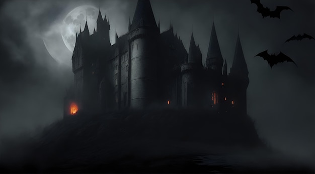 Photo spooky halloween castle