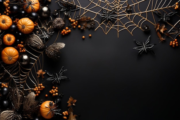 Spooky Halloween Flat Lay Mockup with Spiders Generative AI