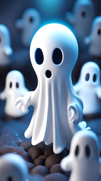 Spooky halloween ghost cartoon character design illustration