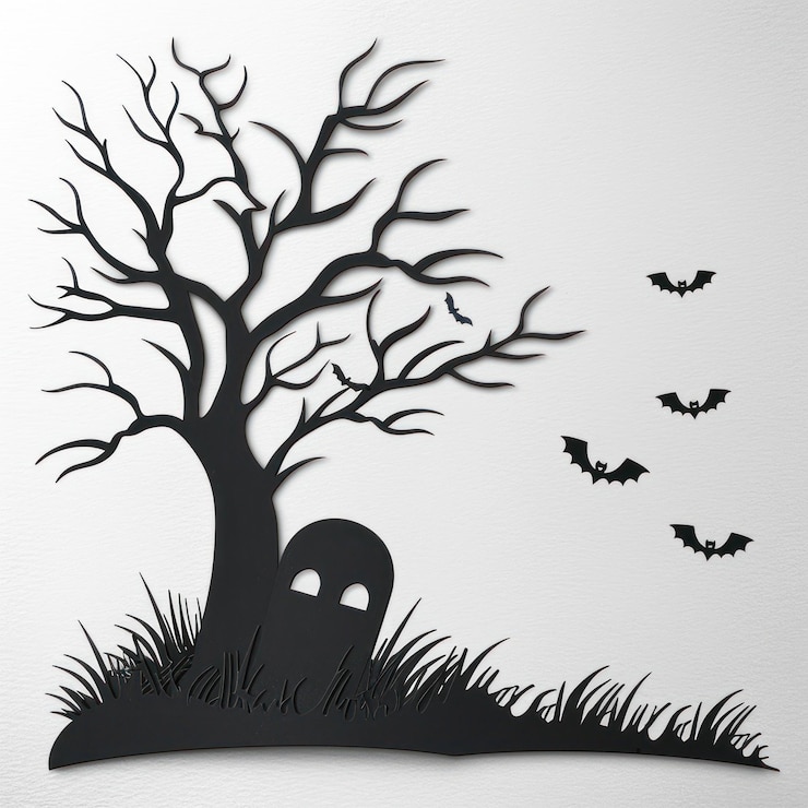 Photo spooky halloween graveyard scene