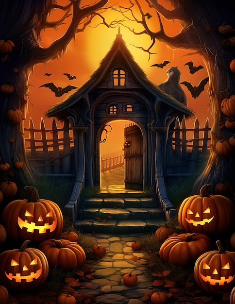 Premium AI Image | Spooky halloween house creepy halloween mansion