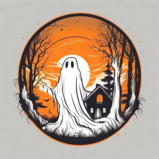 Spooky Halloween illustratie pompoenen kasteel Generatieve Ai