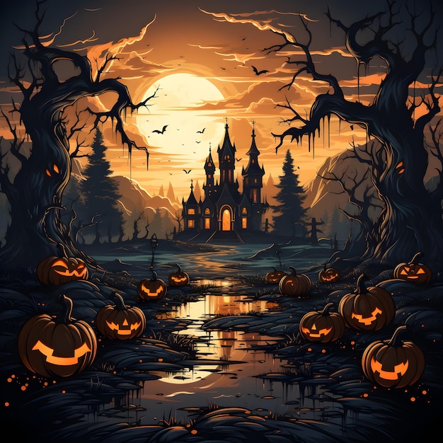 Страшная иллюстрация Хэллоуина