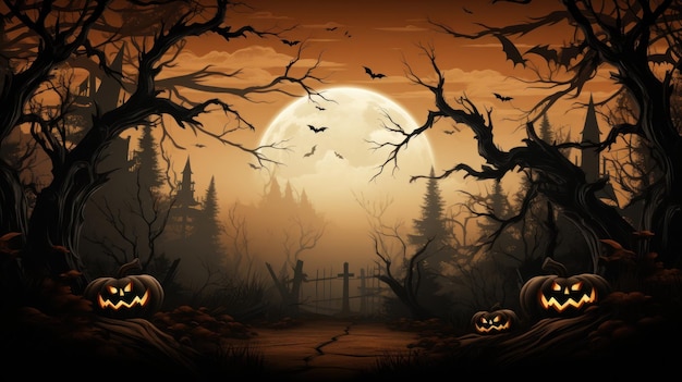 Spooky halloween night background