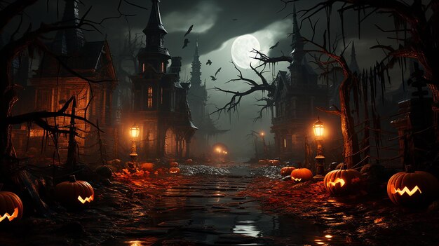 Страшная ночь Хэллоуина, красиво созданная с помощью генеративного ИИ