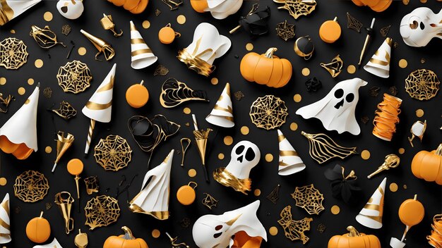 Spooky Halloween Party Supplies Background Halloween Decorations for Party Festive Halloween Celebration AI Generative