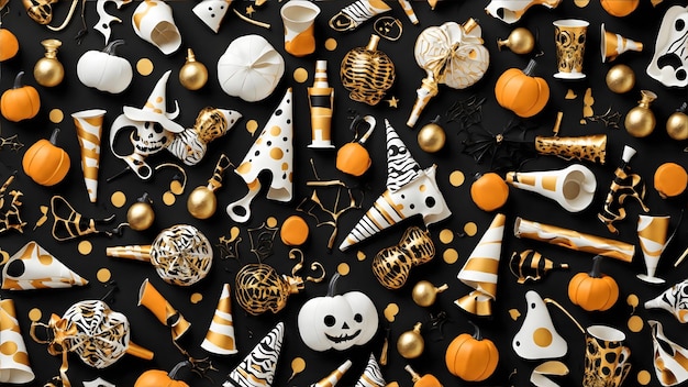 Spooky Halloween Party Supplies Background Halloween Decorations for Party Festive Halloween Celebration AI Generative